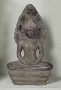 Bouddha assis en méditation sur le Naga, Angkor (bronze)